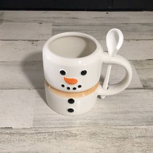 Large snowman mug with attached spoon